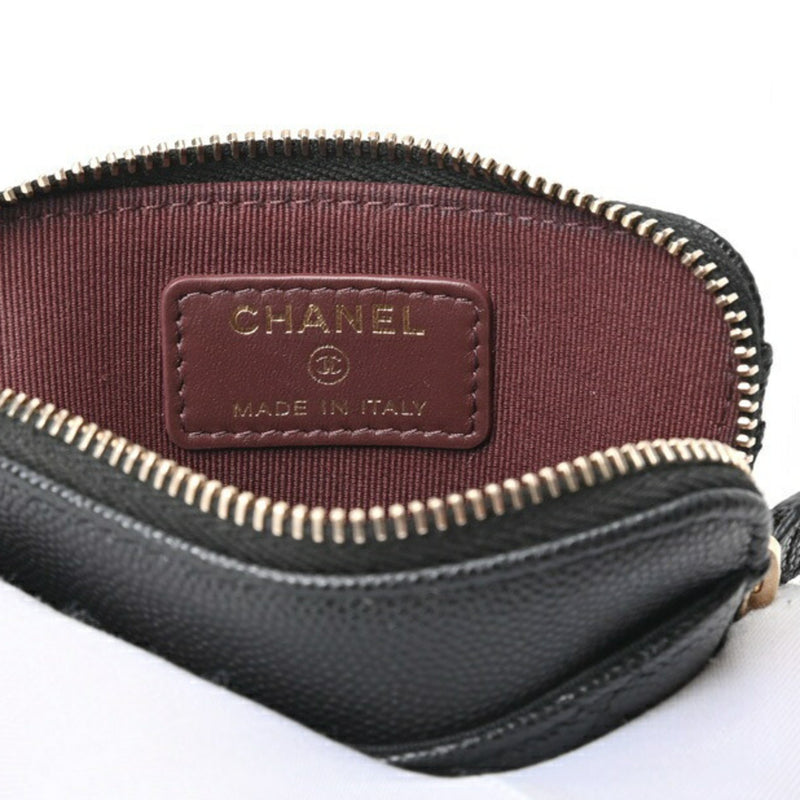 CHANEL Matelasse Coin Card Case AP2061 Caviar Skin Black S-156228