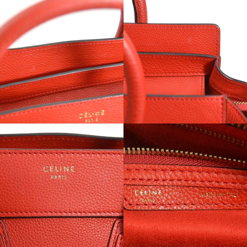 CELINE Handbag Luggage Shopper Leather Red Women's 99988g