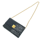 Chanel V-Stitch Chevron Bag Chain 2WAY Crossbody Shoulder Bag Black GoldHardware