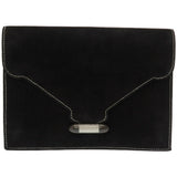 Hermes Navet Dobris Black Silver Stitch Clutch Bag 〇X Engraved 0093HERMES