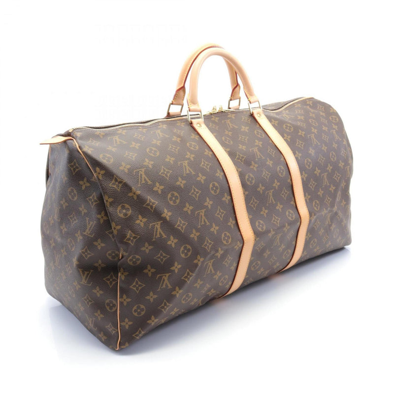 Louis Vuitton Keepall 60 Monogram Boston Bag, Coated Canvas, Leather, Monogram, Men's, Women's, Brown, M41422