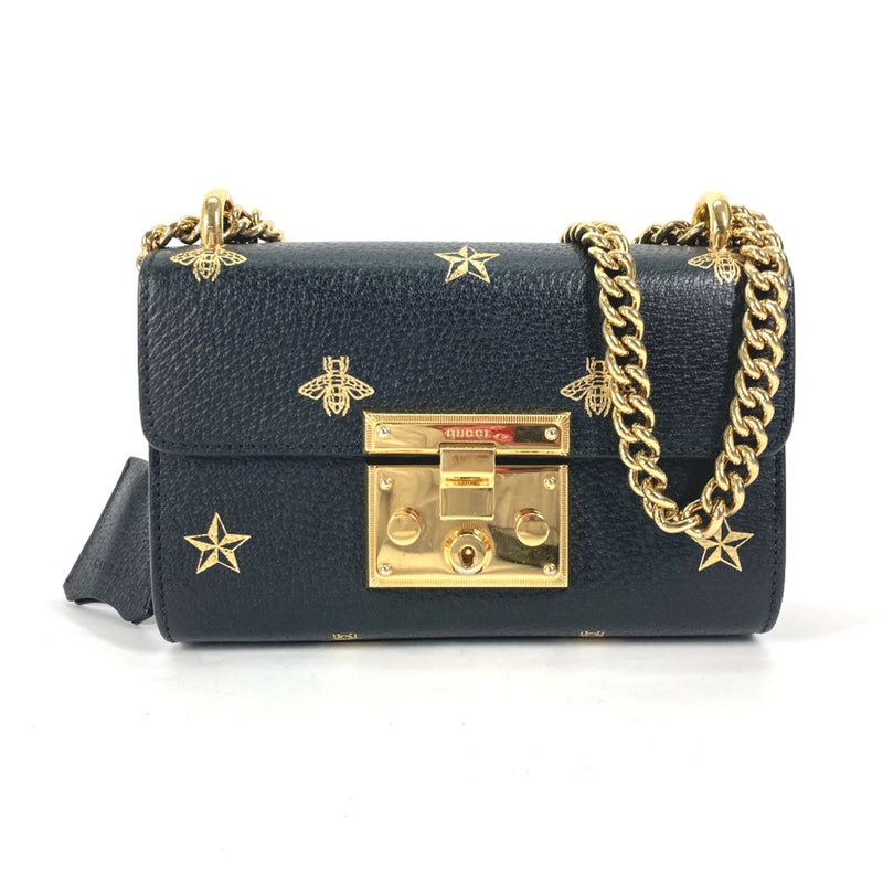 Gucci 432182 Crossbody bag Pochette Chain Shoulder Bag Black Gold