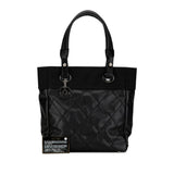 Chanel Coco Mark Paris Biarritz Tote PM Bag Shoulder A34208 Black Silver PVC Leather Women's CHANEL