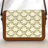 Celine Shoulder Bag f-21151 White Brown Triomphe 188882 Flap PVC Leather CELINE Women's Compact