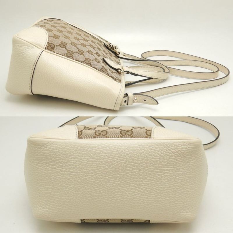 GUCCI 449241 Handbag GG Canvas x Leather Beige Ivory Outlet 251696