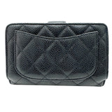 CHANEL Coco Mark Bi-fold Wallet Caviar Skin Black 19 Series Women's