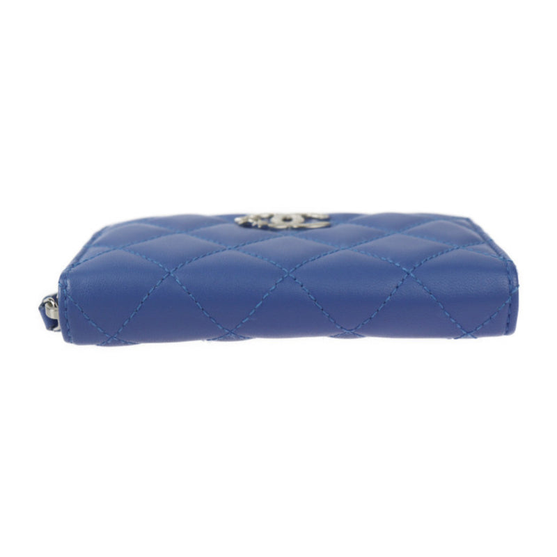 CHANEL Chanel Wallet Cocostar Wallet/Coin Case AP3728 Lambskin Blue Round Quilted Coin Purse