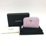 CHANEL AP0216 Coco Mark Matelasse Classic Zip Coin Purse Wallet/Coin Case Wallet Caviar Skin Women's Purple