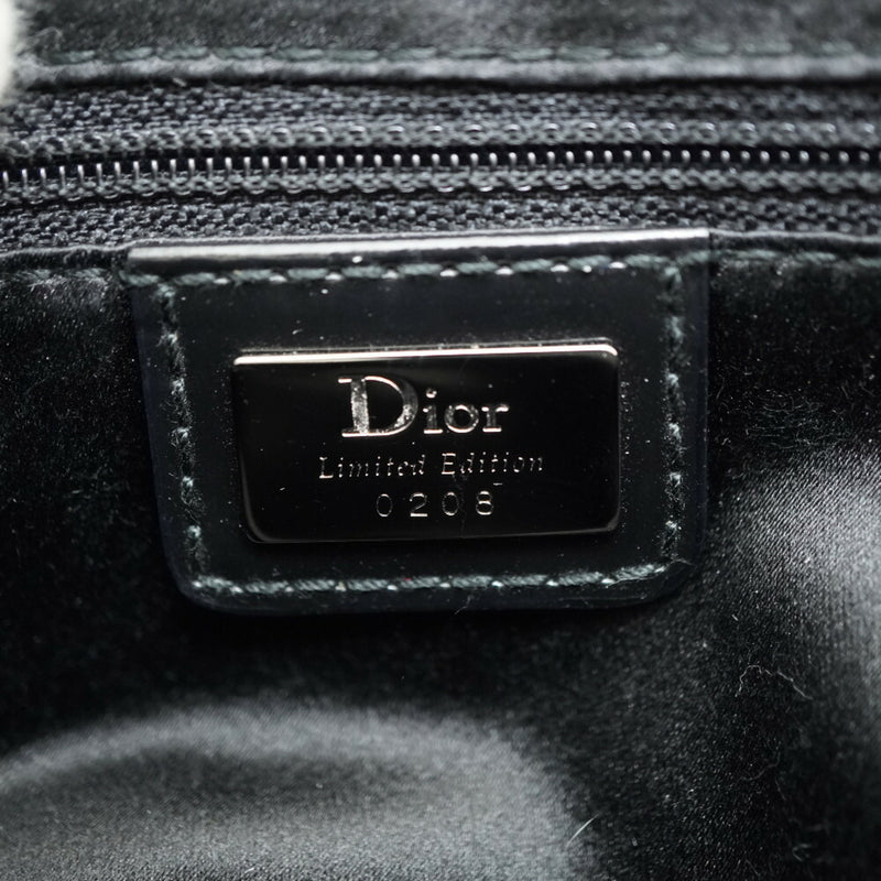 Christian Dior Dior Saddle Trotter Beads Spun Coat Shoulder Bag Canvas Black 0049Dior 6B0049ZS6