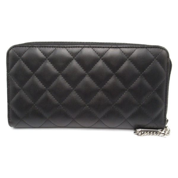 CHANEL Cambon Round Long Wallet Black enamel Calfskin (cowhide) A50078