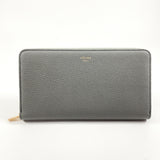 CELINE Large Zipped Multi-Function Round 105003 Long Wallet Leather Grey Women's