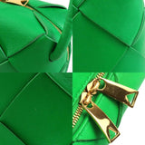 Bottega Veneta Shoulder Bag Cassette Leather Green Gold Women's e59098j