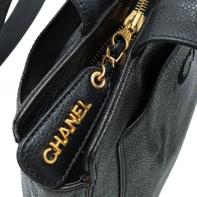 CHANEL Tote bag Shoulder Caviar skin Leather Black