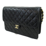 CHANEL Matelasse Push Lock Chain Shoulder Bag Lambskin (Sheepskin) Women's Black