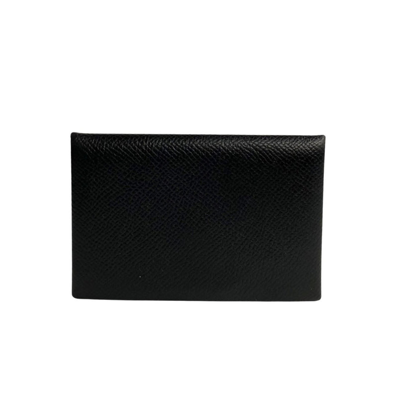 HERMES Calvi Leather Vaux Epson Business Card Holder/Card Case Holder Black 74886