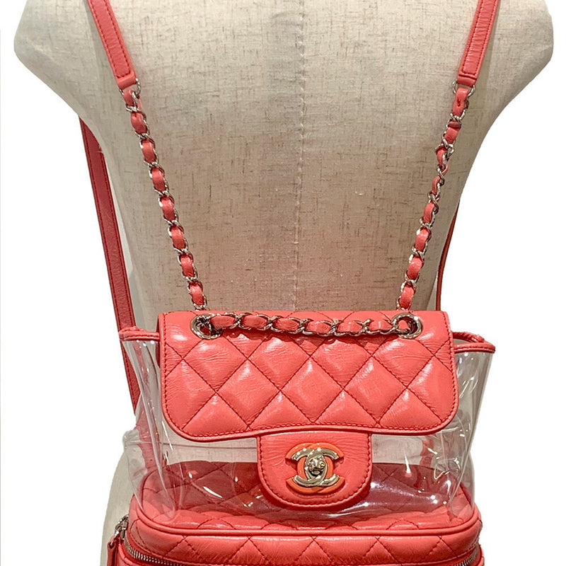 CHANEL Chanel rucksack matelasse clear pink