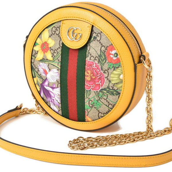 Gucci Bag Chain Shoulder GUCCI Flora Webbing Line GG Supreme Yellow 550618