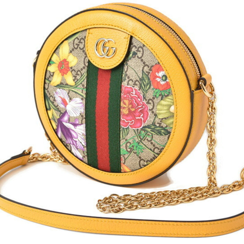 Gucci Bag Chain Shoulder GUCCI Flora Webbing Line GG Supreme Yellow 550618