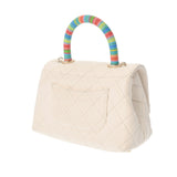 CHANEL Chanel Matelasse XXS White/Rainbow Champagne AS2215 Women's Calfskin Handbag