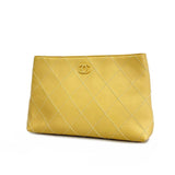 CHANEL Clutch Bag Wild Stitch Leather Beige Women's