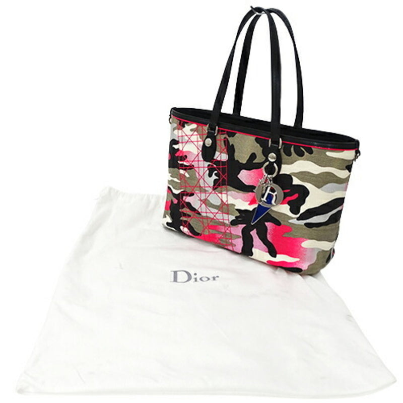 Christian Dior Bag Women's Tote Shoulder Canvas Pink Khaki Black Camouflage Anselm Lyle Collaboration