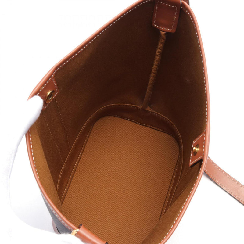 CELINE Small Bucket Triomphe Shoulder Bag Coated Canvas Leather Women's Brown 191442CAS.04LU