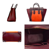 CELINE Handbag Luggage Medium Shopper Leather Bordeaux x Orange Men's Women's n0664