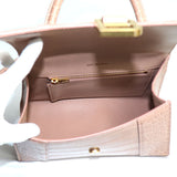 BALENCIAGA Hourglass Small Embossed 2-Way Shoulder Bag Pink Beige 593546 Women's