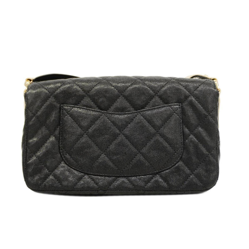 Chanel Shoulder Bag Matelasse Caviar Skin Black Ladies