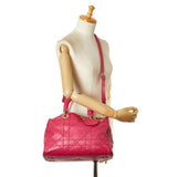 Christian Dior Dior Granville Cannage Handbag Shoulder Bag Pink Leather Women's