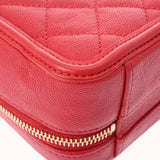 CHANEL CC Filigree Small Vanity Chain Shoulder Bag Red A93343 Women's Caviar Skin Handbag