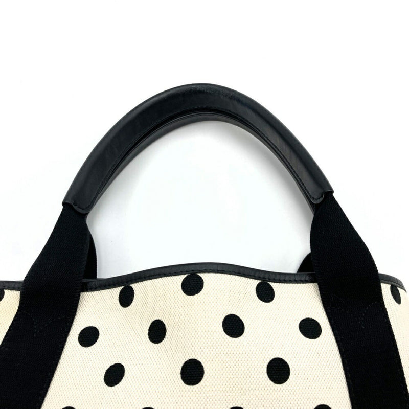 Balenciaga Cabas S Handbag Tote Bag White Black Two-tone Polka Dot Canvas 339933 BALENCIAGA