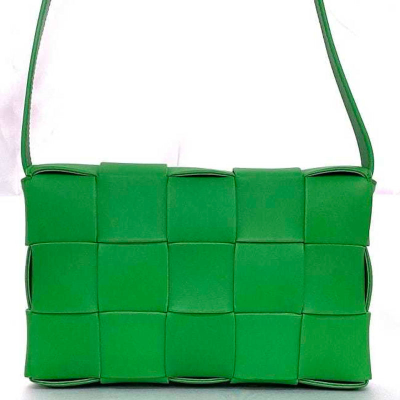 BOTTEGA VENETA Shoulder Bag Cassette Green Maxi Intrecciato 578004 Leather Flap Ladies Compact