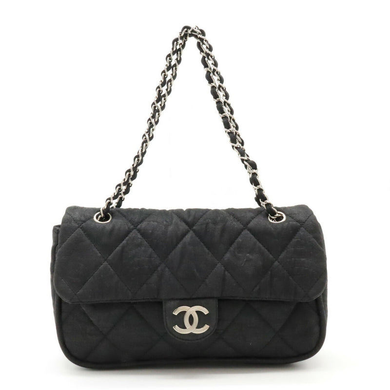 CHANEL Chanel Matelasse Coco Mark Chain Shoulder Bag W Double Coated Nylon Black A39078