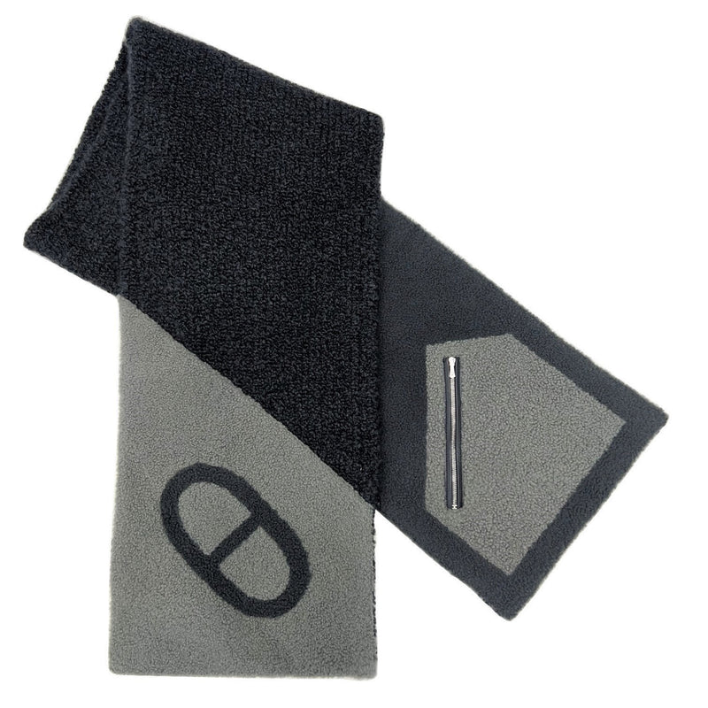 HERMES Hermes Muffler Double Booklet 22AW Cashmere Silk Anthracite Conifere Dark Gray Khaki Men's New Current