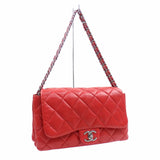 Chanel Chain Shoulder Bag Matelasse Women's Red Leather Coco Mark