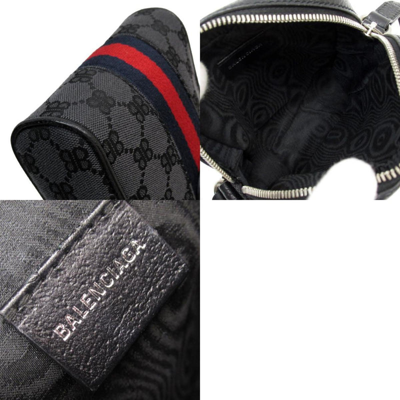 BALENCIAGA shoulder bag x GUCCI canvas leather black grey silver men women w0713a