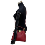 FENDI Peekaboo logo metal fittings leather genuine 2way mini shoulder bag handbag red 63410