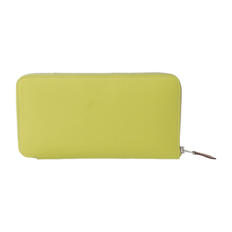 HERMES Azap Long Silk In Wallet Evercolor Lime Round B Engraved