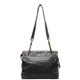 Chanel Coco Mark Tote Bag Handbag Black Gold Leather Women's CHANEL