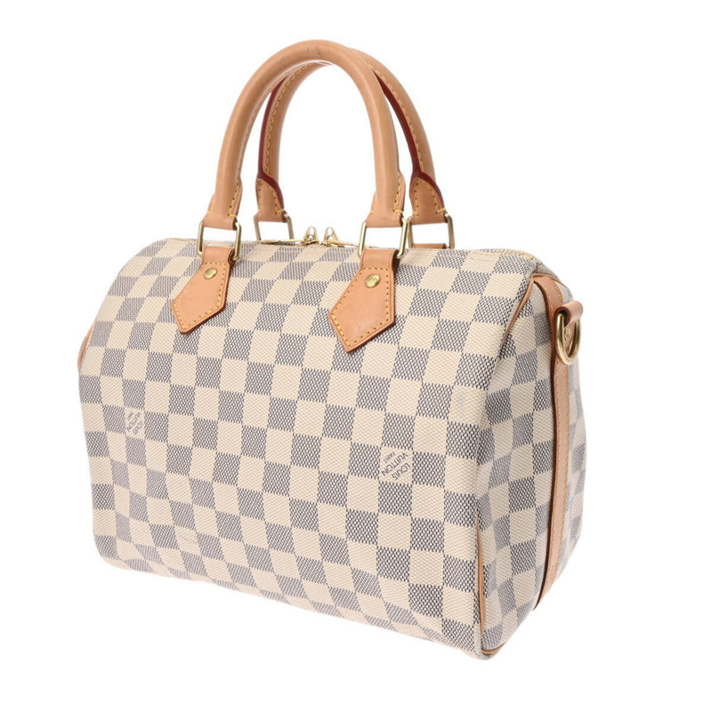 LOUIS VUITTON Damier Azur Speedy Bandouliere 25 White N40608 Women's Canvas Handbag