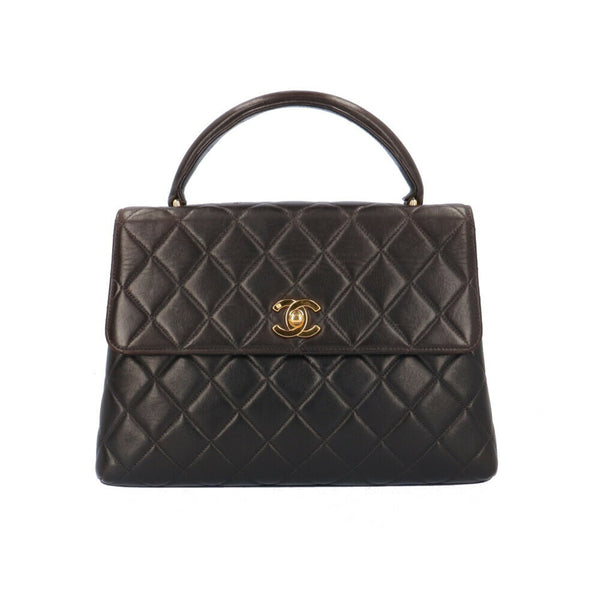 Chanel Matelasse Coco Mark Handbag Lambskin Black Women's CHANEL