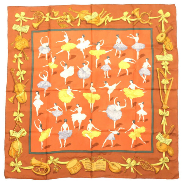 Hermes Carre 90 La Dance LA DANCE Silk Brown Scarf Muffler