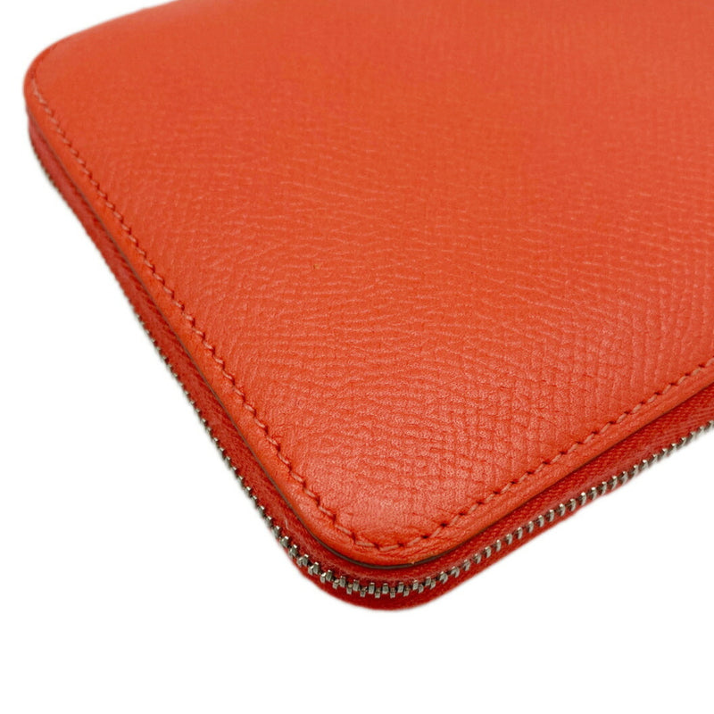 HERMES Azap Long Silk In Epson Rose Jaipur □Q Engraved (2013) Wallet Round Leather Red Women's