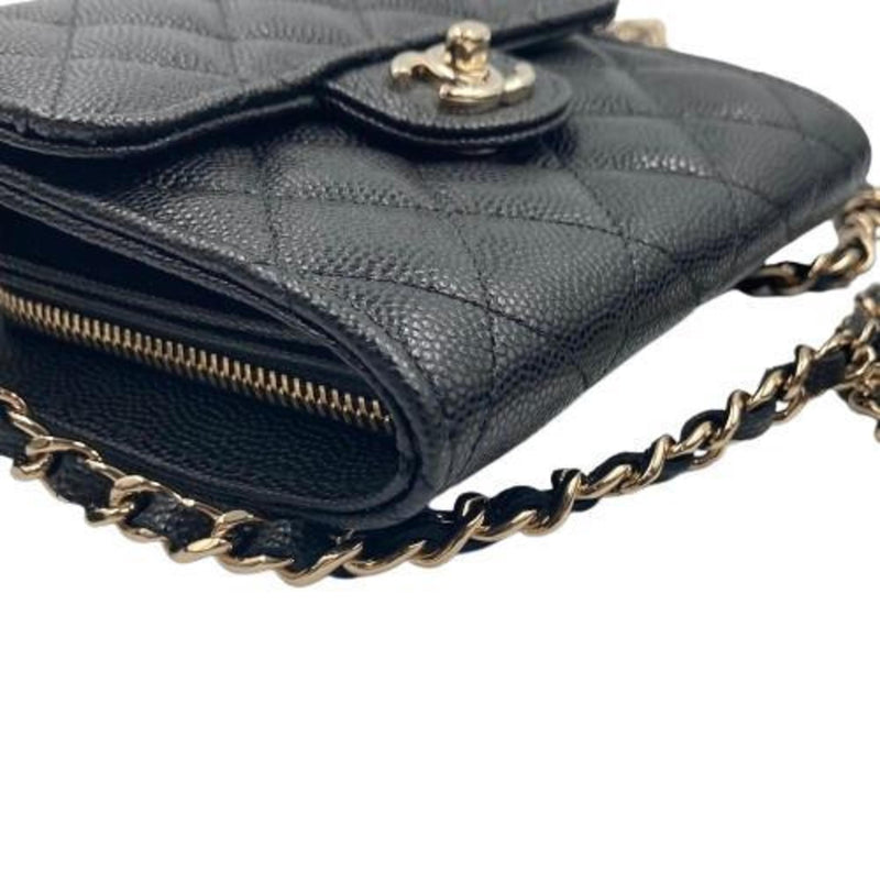 CHANEL Chain Wallet Caviar Skin 22-23AW Champagne