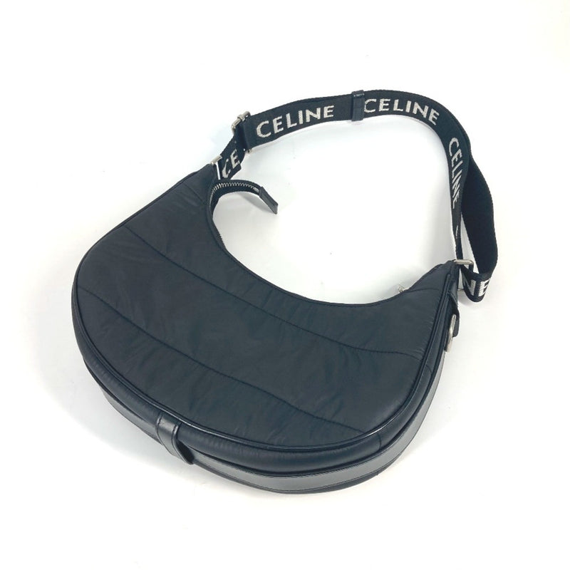 CELINE 196972 logo Shoulder Shoulder Bag Black White