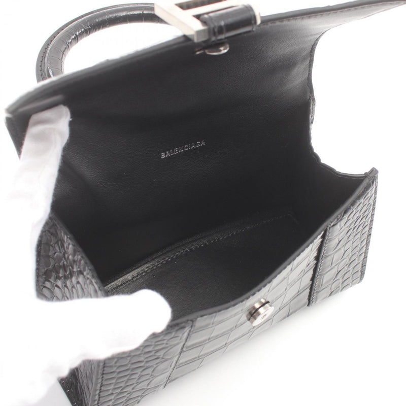 BALENCIAGA HOURGLASS XS Handbag Bag Leather Women's Black 5928331LR671000