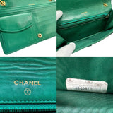 CHANEL Chain Wallet Coco Mark Caviar Skin Leather Green Women's n0053