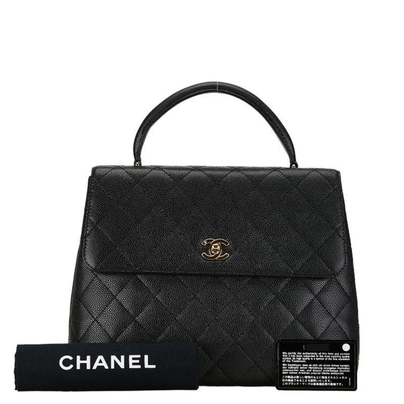 Chanel Matelasse Coco Mark Bag Black Caviar Skin Women's CHANEL