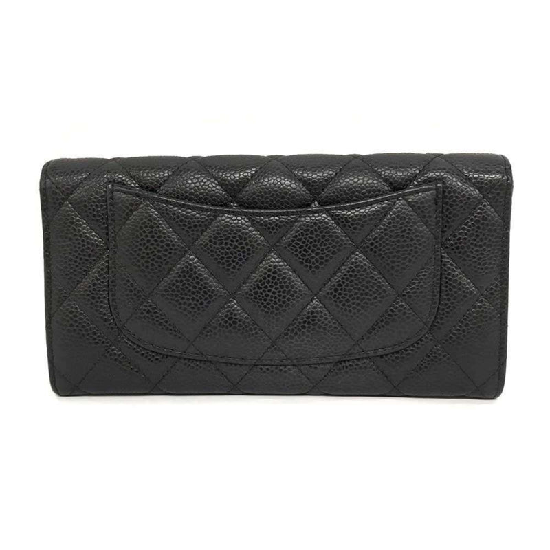 Chanel 3-cha240912-2 Women's Caviar Leather Coin Purse/coin Case Black